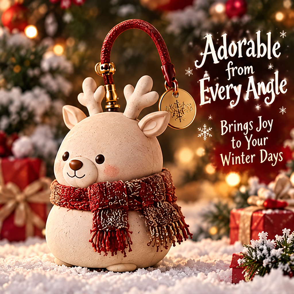 Adorable Christmas reindeer figurine side angle in snowy holiday setting — Brings Joy to Your Winter Days