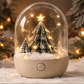 Warm Glow — Christmas tree snow globe night light on cozy holiday background, soft light brightens your holiday nights