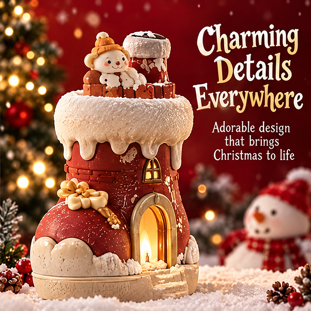 Charming Details Everywhere — Christmas boot house candle holder with adorable snowman and festive design that brings Christmas to life