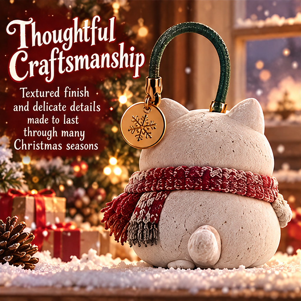 Charming from Every Angle — Christmas cat ornament side view with adorable details that bring festive warmth wherever it goes