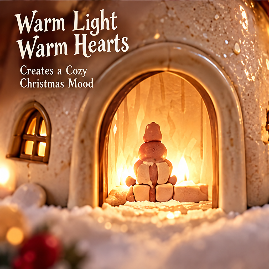 Charming Every Angle — Christmas dome house candle holder side view showing glowing windows, miniature tree, and snowman detail