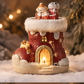 Warm Home for a Merry Christmas — Christmas boot house candle holder glowing in festive holiday setting, a little house that lights up your holiday happiness